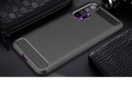 Huawei Honor 20 Pro Geborsteld TPU Hoesje Zwart afbeelding 10