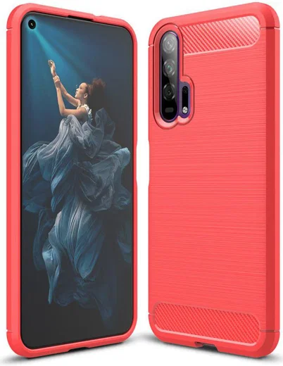 Huawei Honor 20 Pro Geborsteld TPU Hoesje Rood afbeelding 1