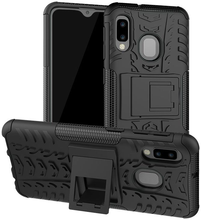 Samsung Galaxy A20e Robuust Hybride Hoesje Zwart afbeelding 1