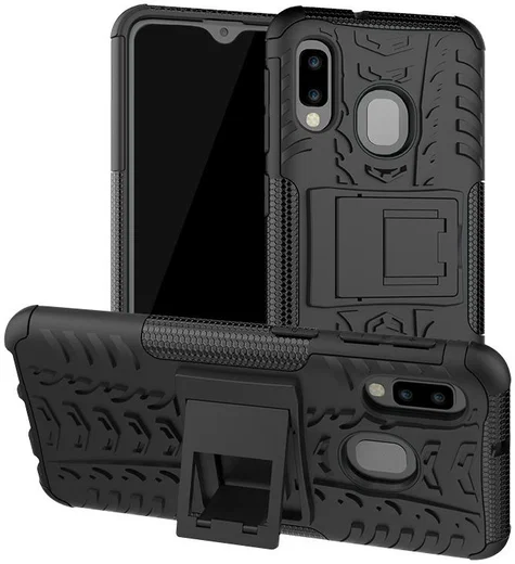 Samsung Galaxy A20e Robuust Hybride Hoesje Zwart afbeelding 1