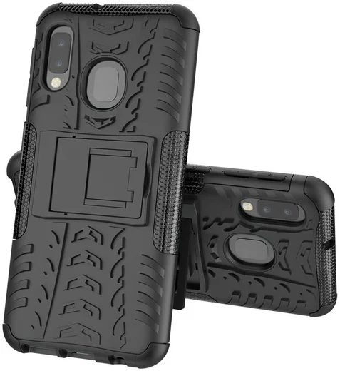 Samsung Galaxy A20e Robuust Hybride Hoesje Zwart afbeelding 2