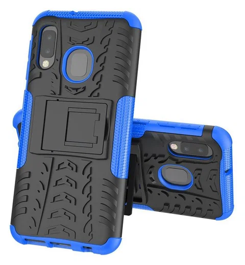 Samsung Galaxy A20e Robuust Hybride Hoesje Blauw afbeelding 2