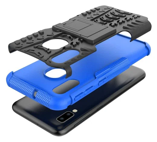 Samsung Galaxy A20e Robuust Hybride Hoesje Blauw afbeelding 6