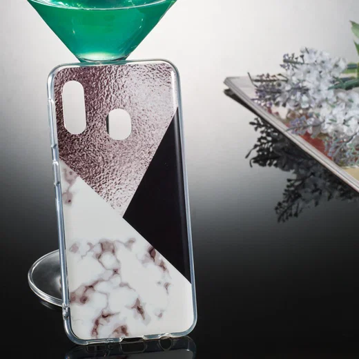 Samsung Galaxy A20E TPU Back Cover met Marmer Print Bruin afbeelding 4