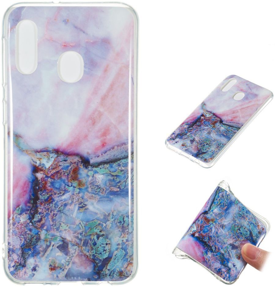 Samsung Galaxy A20E TPU Back Cover met Marmer Print Blauw afbeelding 5
