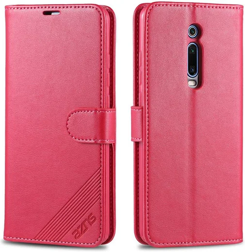 AZNS Xiaomi Mi 9T Portemonnee Stand Hoesje Rood afbeelding 2