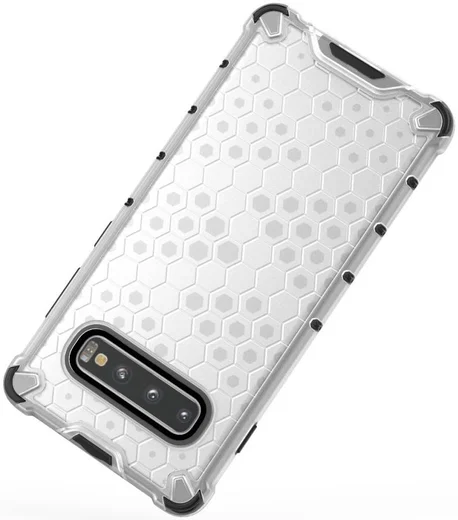 Samsung Galaxy S10 Plus Hybride Honinggraat Hoesje Transparant Wit afbeelding 5
