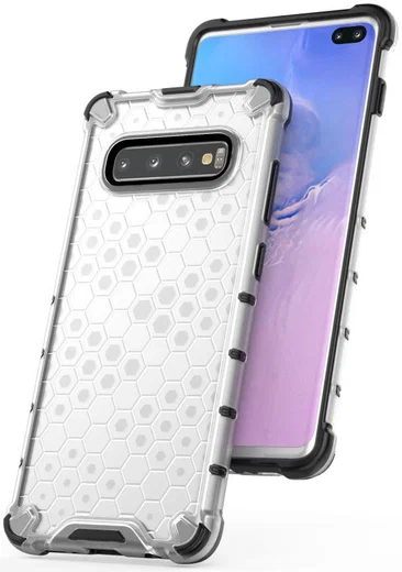 Samsung Galaxy S10 Plus Hybride Honinggraat Hoesje Transparant Wit afbeelding 7