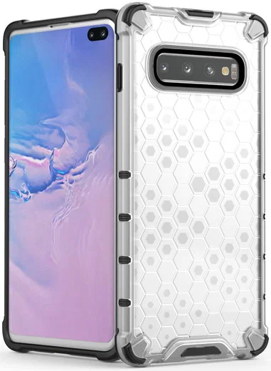 Samsung Galaxy S10 Plus Hybride Honinggraat Hoesje Transparant Wit afbeelding 8