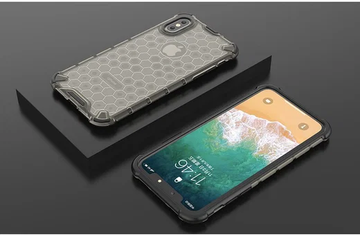 Apple iPhone XS Hybride Honinggraat Hoesje Transparant Zwart afbeelding 2