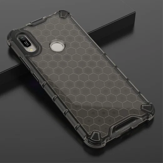 Huawei Y6s / Y6 (2019) Hoesje Hybride Honinggraat Transparant/Zwart afbeelding 3