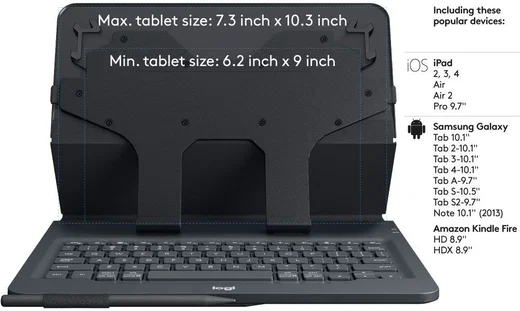 Logitech Universele 9-10 Inch Hoes met Toetsenbord Zwart afbeelding 2