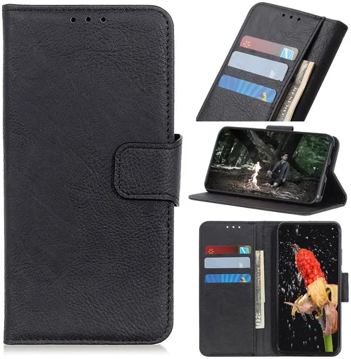 Samsung Galaxy Note 10 Litchi Skin Portemonnee Hoesje Zwart afbeelding 3