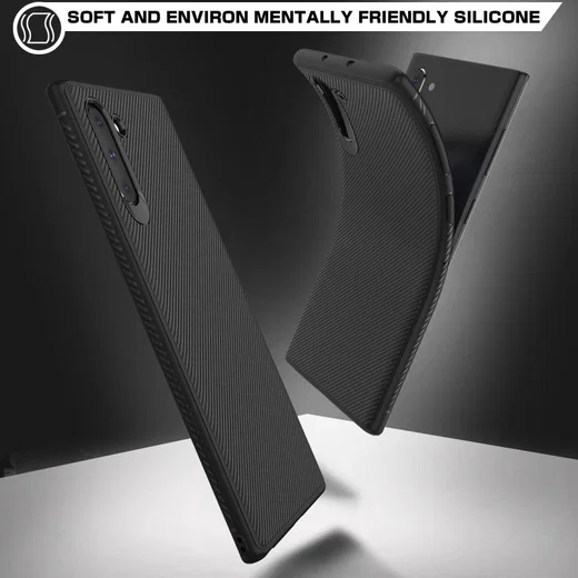 Samsung Galaxy Note 10 Twill Slim Texture Back Cover Zwart afbeelding 4