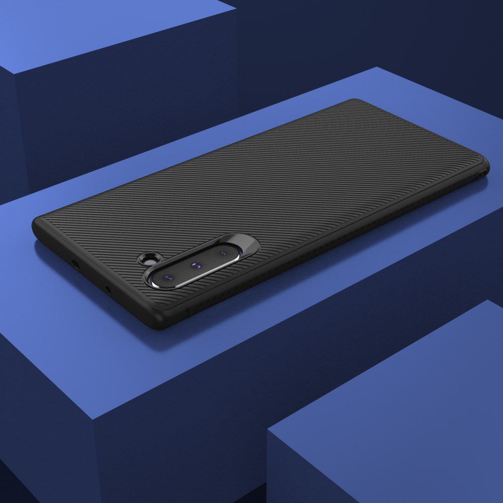 Samsung Galaxy Note 10 Twill Slim Texture Back Cover Zwart afbeelding 9