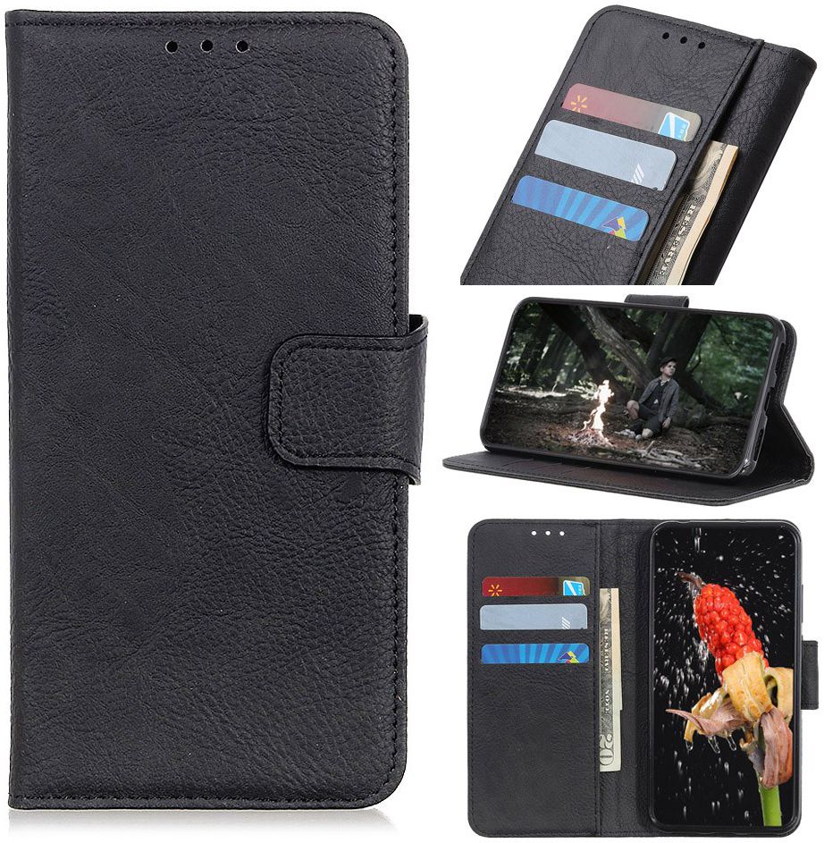 Samsung Galaxy Note 10 Plus Litchi Skin Portemonnee Hoesje Zwart afbeelding 3