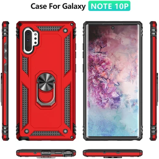 Samsung Galaxy Note 10 Plus Hybride Kickstand Hoesje Rood afbeelding 4