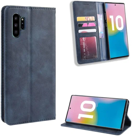 Samsung Galaxy Note 10 Plus Vintage Portemonnee Hoesje Blauw afbeelding 3