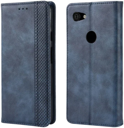 Google Pixel 3a Vintage Portemonnee Hoesje Blauw afbeelding 3