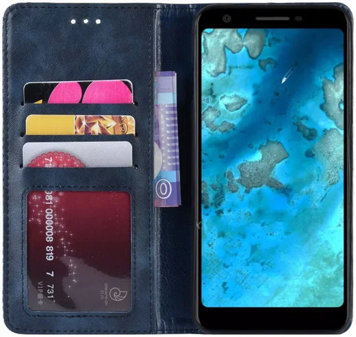 Google Pixel 3a Vintage Portemonnee Hoesje Blauw afbeelding 1