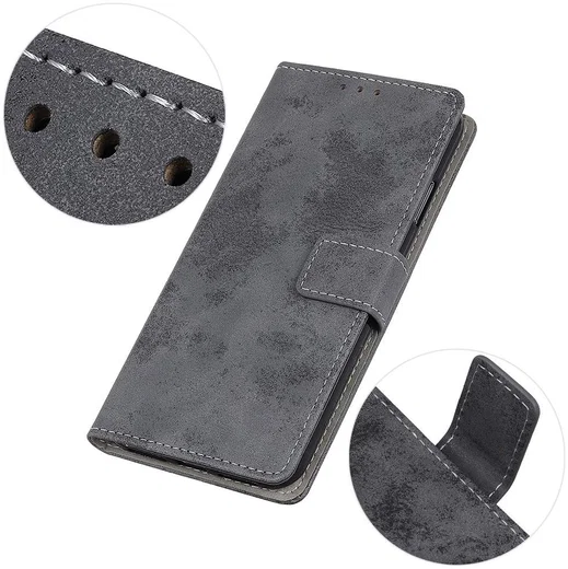 Alcatel 1S (2019) Vintage Portemonnee Hoesje Grijs afbeelding 7