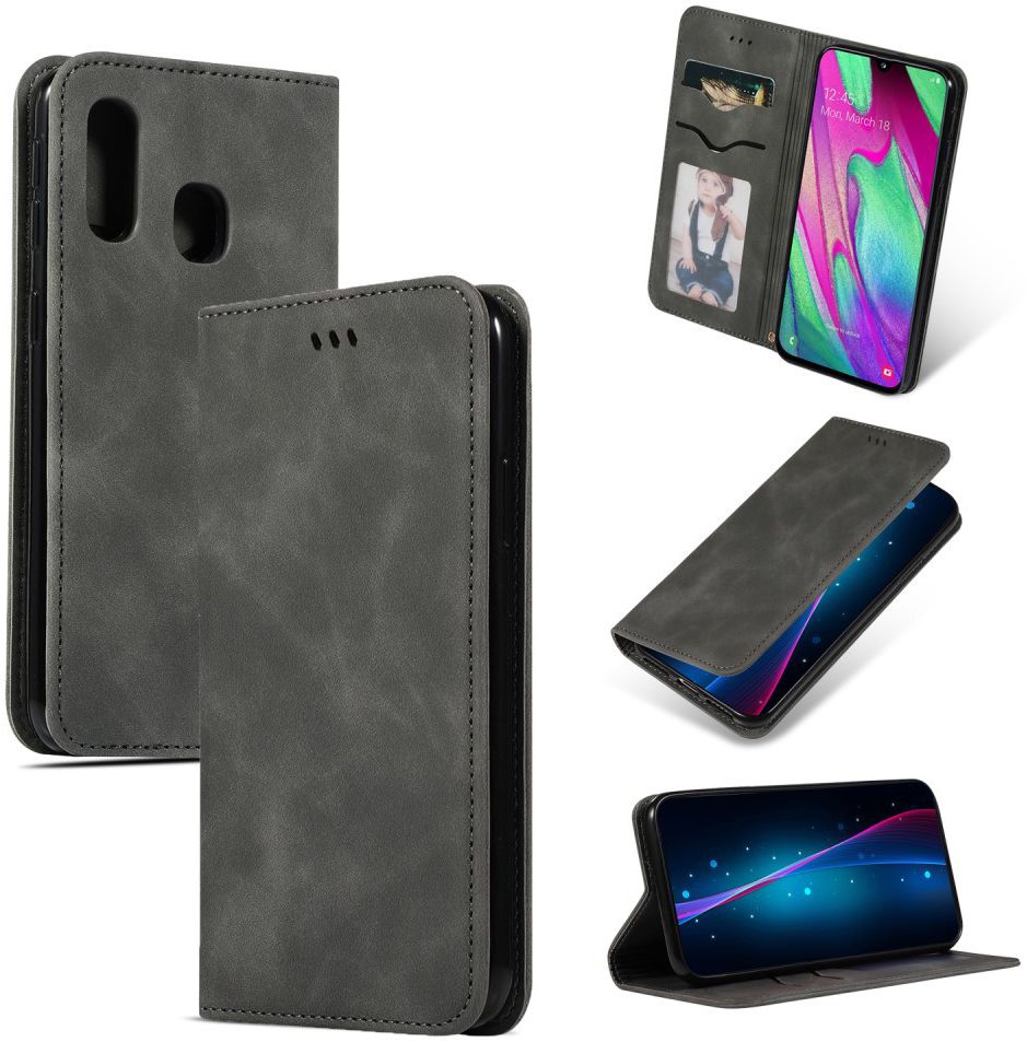 Samsung Galaxy A40 Luxe Portemonnee Hoesje Zwart afbeelding 1