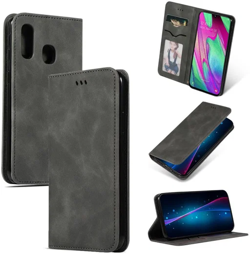 Samsung Galaxy A40 Luxe Portemonnee Hoesje Zwart afbeelding 1