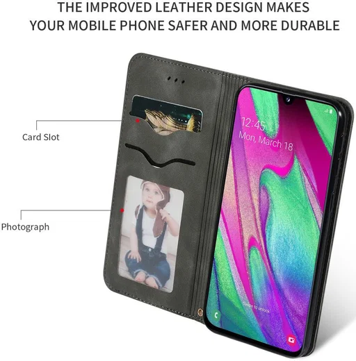 Samsung Galaxy A40 Luxe Portemonnee Hoesje Zwart afbeelding 2