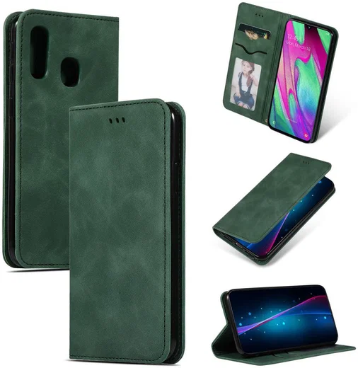 Samsung Galaxy A40 Luxe Portemonnee Hoesje Groen afbeelding 1