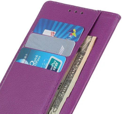 Samsung Galaxy A50 Book Case Hoesje Wallet Kunst Leer Paars afbeelding 3