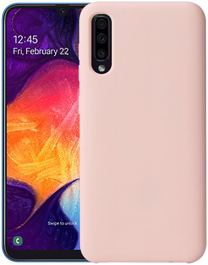 Samsung Galaxy A50 Hoesje TPU met Rubber Coating Roze Goud afbeelding 1