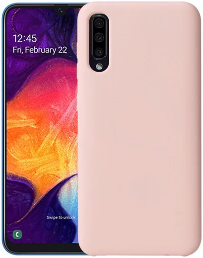 Samsung Galaxy A50 Hoesje TPU met Rubber Coating Roze Goud afbeelding 1