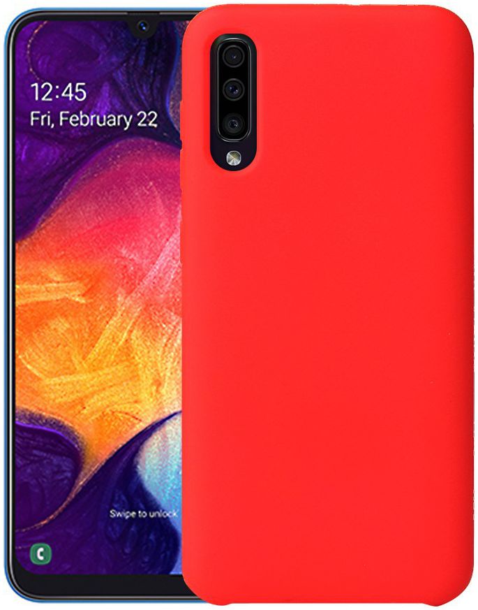 Samsung Galaxy A50 Hoesje TPU met Rubber Coating Rood afbeelding 1