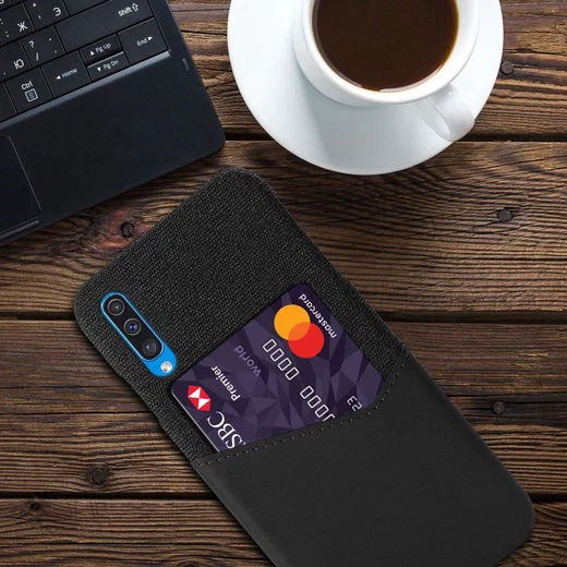 Samsung Galaxy A50 Hoesje Back Cover met Kaarthouder Zwart afbeelding 4