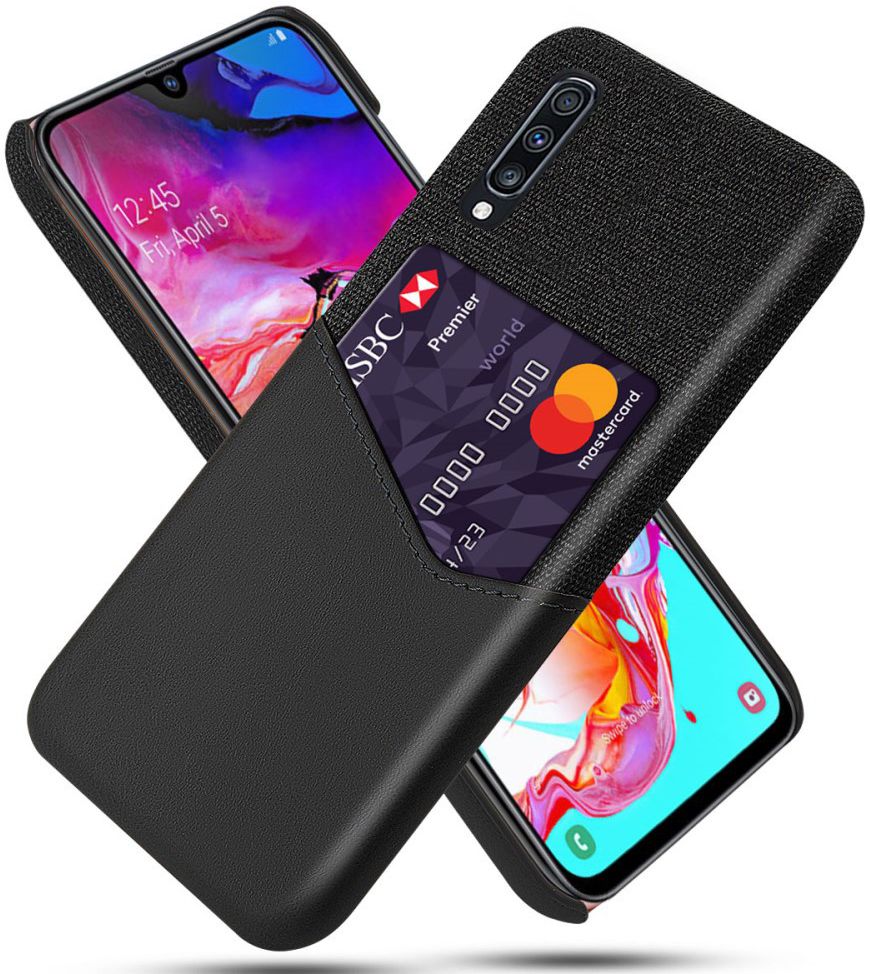 Samsung Galaxy A70 Back Cover met Kaarthouder Zwart afbeelding 1