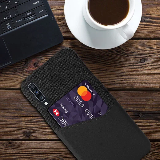 Samsung Galaxy A70 Back Cover met Kaarthouder Zwart afbeelding 4