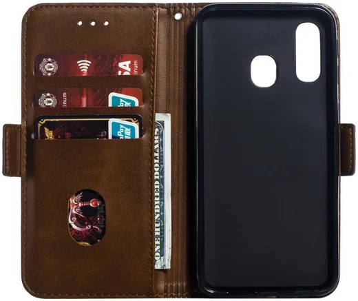 Samsung Galaxy A40 Portemonnee Hoesje met Standaard Donkerbruin afbeelding 2
