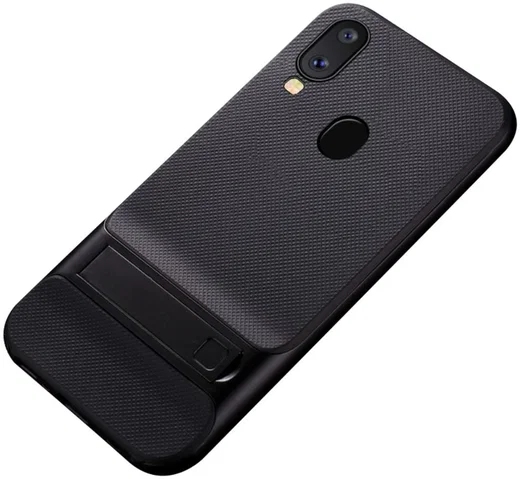 Samsung Galaxy A40 Stijlvol Hybride Kickstand Hoesje Zwart afbeelding 1