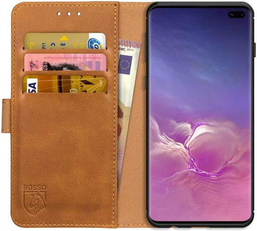Rosso Element Samsung Galaxy S10 Plus Hoesje Book Cover Lichtbruin afbeelding 1