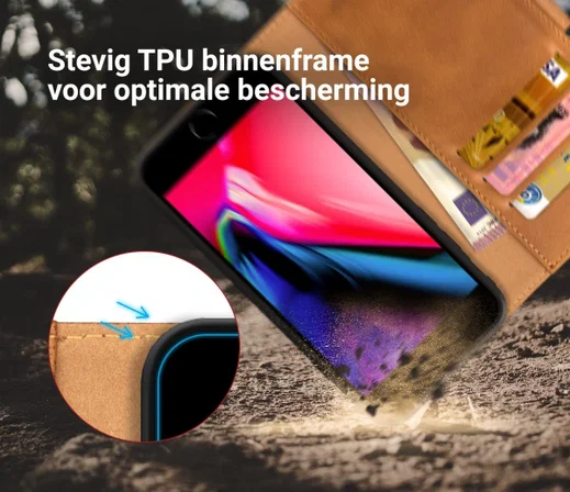 Rosso Element Apple iPhone 7 / 8 Hoesje Book Cover Lichtbruin afbeelding 6