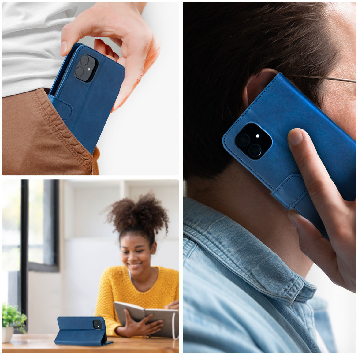 Rosso Element Apple iPhone XS / X Hoesje Book Cover Blauw afbeelding 5