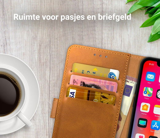 Rosso Element Apple iPhone XS / X Hoesje Book Cover Lichtbruin afbeelding 9