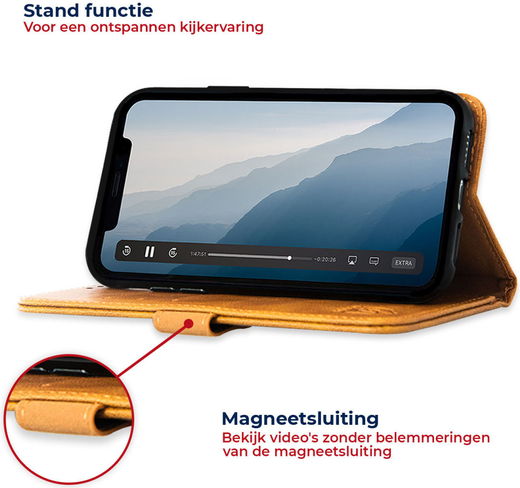 Rosso Element Apple iPhone XS / X Hoesje Book Cover Lichtbruin afbeelding 4