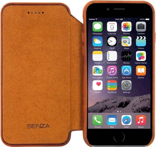 Senza Desire Skinny Leren Portemonnee Hoesje Apple iPhone 6(S) Bruin afbeelding 1