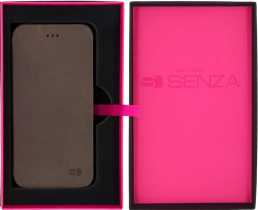 Senza Raw Apple iPhone SE (2020) Hoesje Dun Leren Book Case Bruin afbeelding 6
