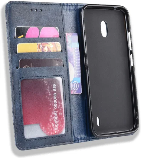Nokia 2.2 Stijlvol Vintage Portemonnee Hoesje Blauw afbeelding 4