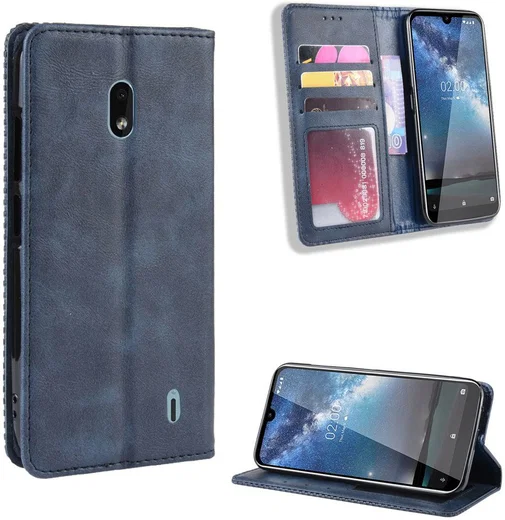 Nokia 2.2 Stijlvol Vintage Portemonnee Hoesje Blauw afbeelding 5