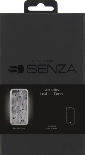 Senza Glam Apple iPhone SE (2020) Hoesje Dun Leren Back Cover Grijs afbeelding 5