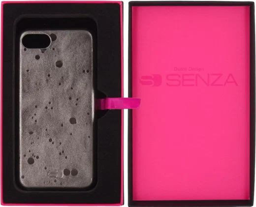 Senza Glam Apple iPhone SE (2020) Hoesje Dun Leren Back Cover Grijs afbeelding 6