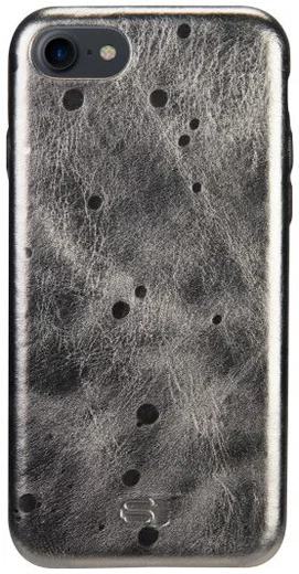Senza Glam Apple iPhone SE (2020) Hoesje Dun Leren Back Cover Grijs afbeelding 1